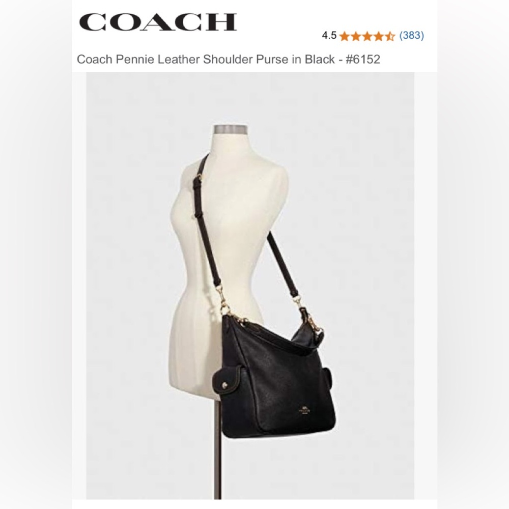 Coach Pennie Leather Shoulder Purse in Black - #6152